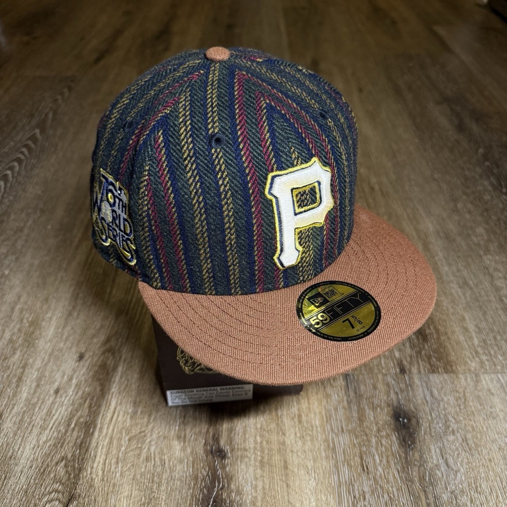 Pittsburgh Pirates Hat New‎ Era Cap 7 5/8 Herringbone Side Patch Brown Tan Green